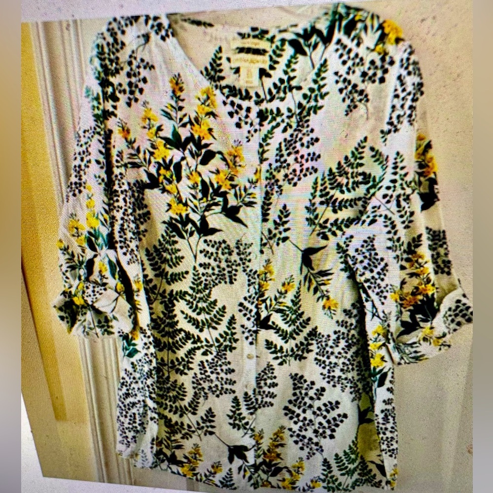 Cynthia Rowley Floral Linen Button Down Shirt